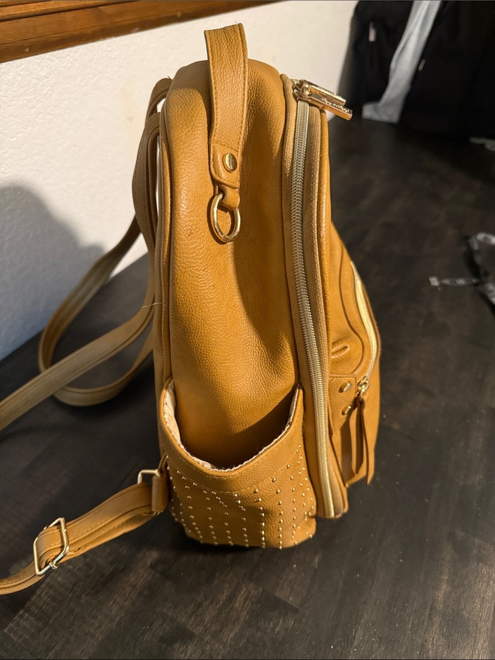 Chelsea & Cole Itzy Ritzy Camel sSudded Mini Backpack Diaper Bag - Picture 4 of 11